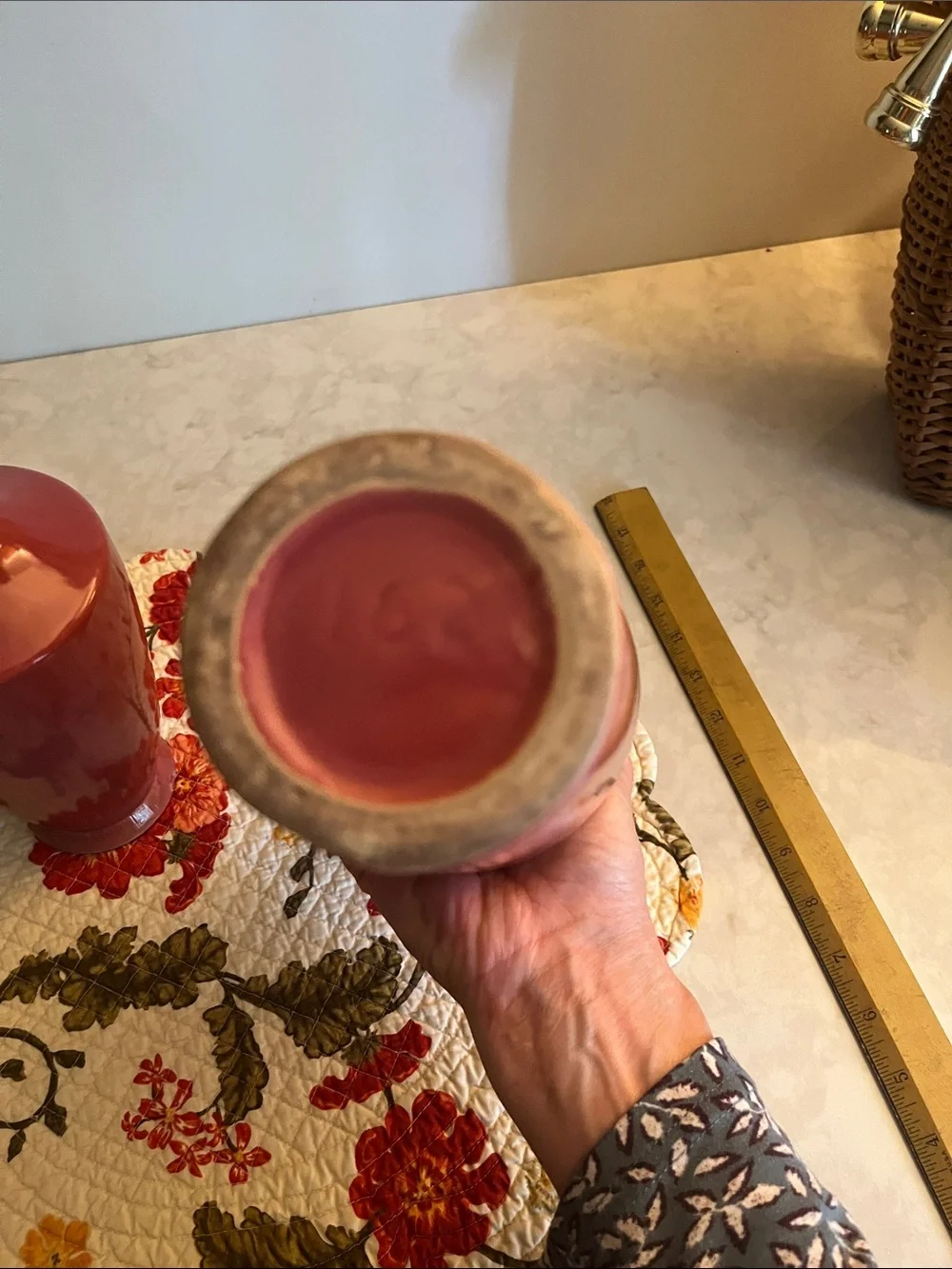 VTG 1960s USA stoneware pottery mauve dusty rose pitchers (2) # 162